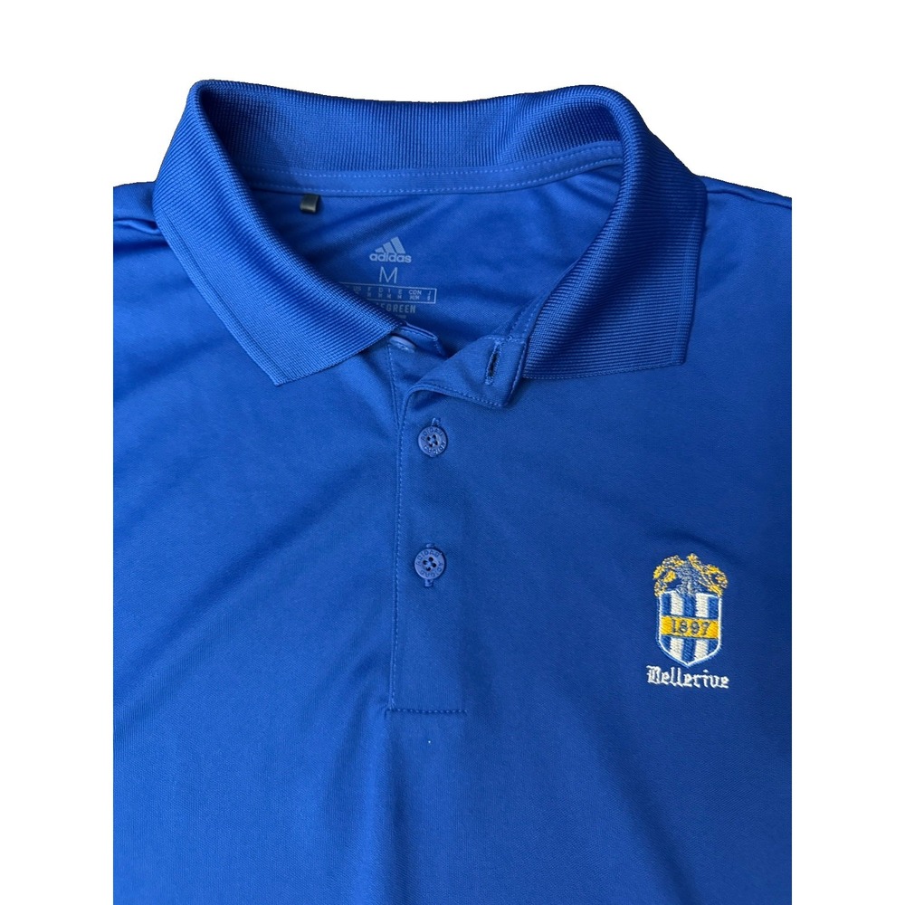 Adidas Golf Polo Shirt Men's Medium Blue Performance Bellerive CC Logo Climacool